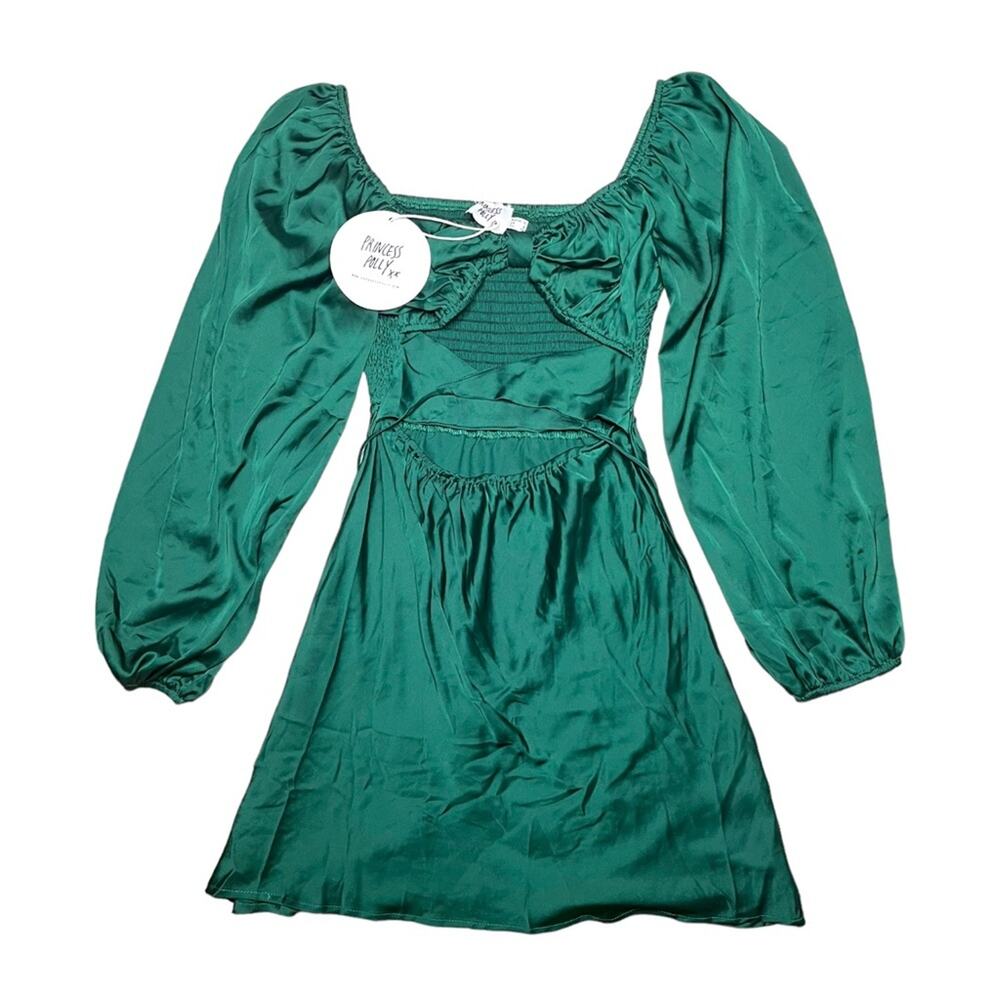 Princess Polly Nakita Long Sleeve Mini Dress Green